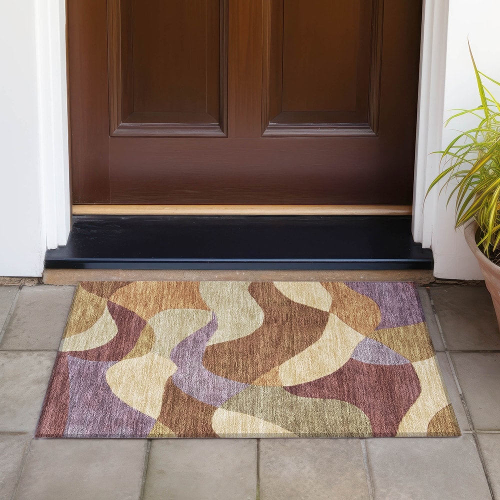 Machine Washable Indoor/Outdoor Modern Century Chantille Rug