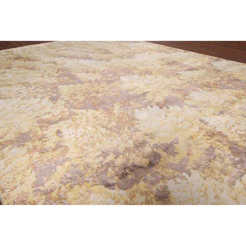 Yellow Abstract Oriental Area Rug Hand-Knotted Wool Carpet - 5'11"x 9'0"