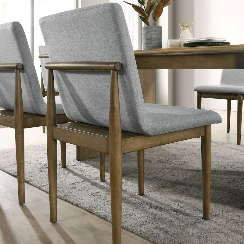 Velez Mid-Century Modern Natural Tone and Light Grey Solid Wood 7-Piece Dining Table Set by Furniture of America