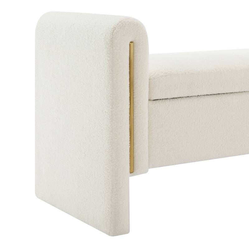 Modern Teddy Bench with Arms and Storage, Upholstered Large Foot Rest Stool, Comfy Window Vanity Bench