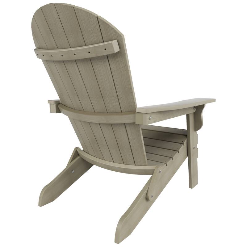 Vineyard HIPS Outdoor Folding Eco-Friendly All Weather Seashell Adirondack Chair with Side Table (2-Piece Set)
