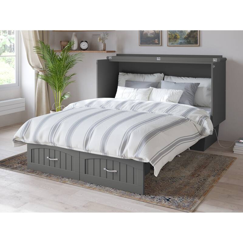 Murphy Bed Chest - Storage Drawer & USB Charger - Space Saving Furniture