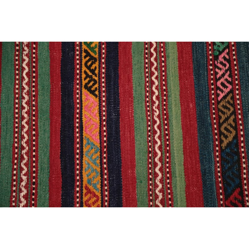 Hand Woven Oriental 100% Wool Carpet Southwestern Tribal Multi-Colored Kilim Area Rug - 10' 1'' X 5' 8''
