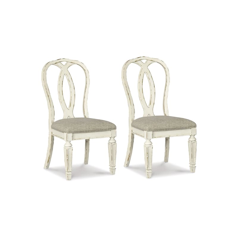 Signature Design By Ashley Realyn Dining Room Chair - Set of 2 - Chipped White - 19.5" W x 24" D x 40.38" H