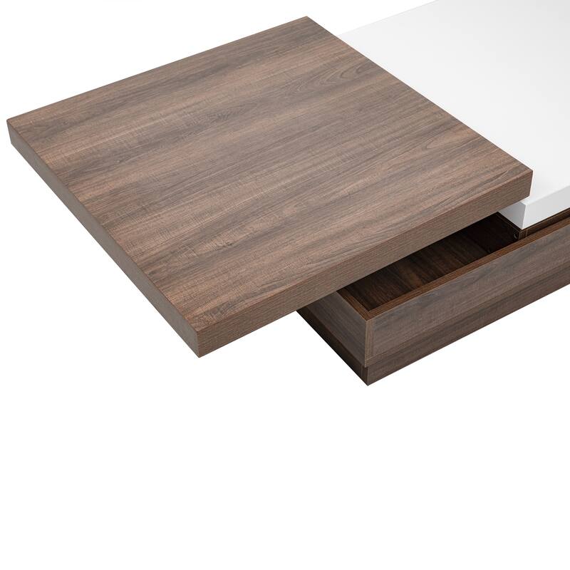 35.4" Modern Coffee Table with Rotatable Top and 1 Hidden Storage Space