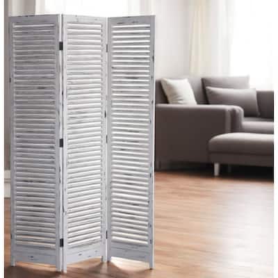 HomeRoots 71" White Folding Three Panel Screen Room Divider - 48' X '71' X '1