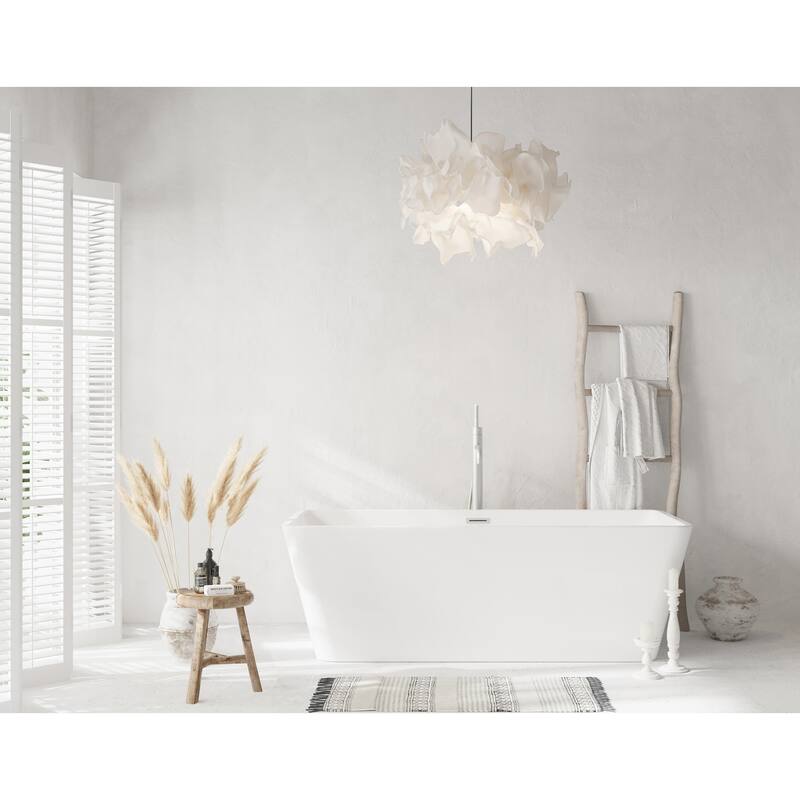 Thaddeus Bathtub in Glossy White - Glossy White with Brushed Nickel Trim - 67"