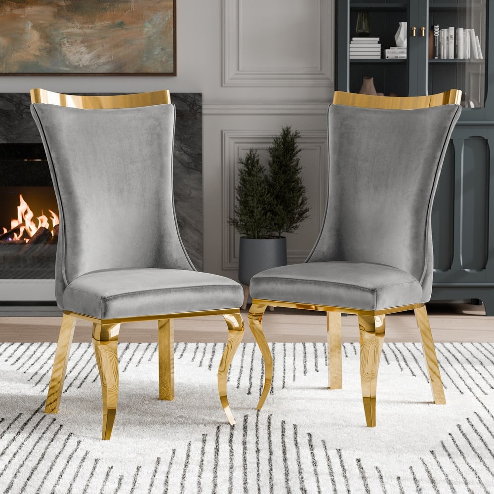 Furniture of America Thaddeus Glam Velvet High Back Side Chair (Set of 2)