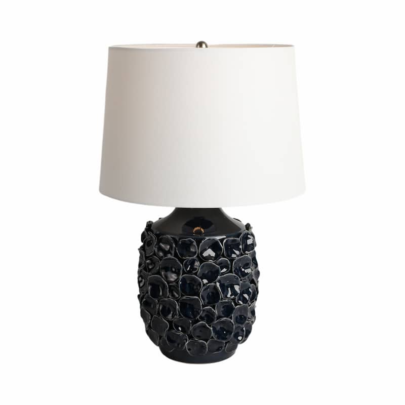 Decorative Textured Ceramic Table Lamp - 25", White & Blue - 25.0"