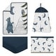 preview thumbnail 2 of 4, Woodland Bear and Owl Boy or Girl 4pc Nursery Crib Bedding Set - Navy Blue Grey Gold Black Celestial Moon Star Watercolor Forest