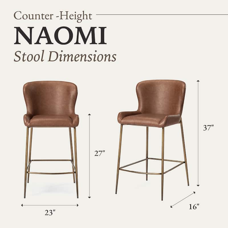 Maven Lane Naomi Metal Kitchen Stool with Vegan Leather Upholstery