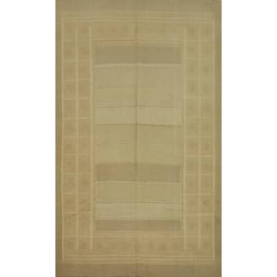 Hand Woven Oriental 100% Wool Carpet Southwestern Tribal Yellow & Gold Kilim Area Rug - 8' 8'' X 6' 1''