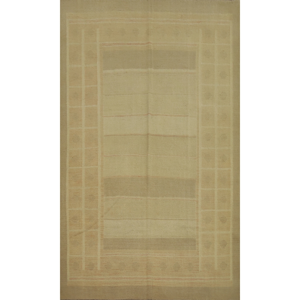 Hand Woven Oriental 100% Wool Carpet Southwestern Tribal Yellow & Gold Kilim Area Rug - 8' 8'' X 6' 1''