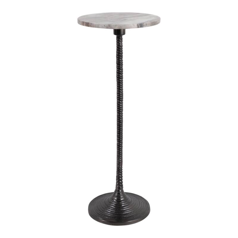 Metal and Stone Accent Table with Aluminum Base - Modern Stylish Side Table for Home Decor
