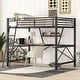 preview thumbnail 3 of 6, Modern Full Size Loft Bed, Metal Loft Bed Frame with Full-Length Guardrail and Metal Slats Support, Loft Bed with MDF Desk,Black