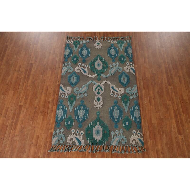 Brown Moroccan Indian Area Rug Hand-Knotted Wool Carpet - 5'1"x 7'11"