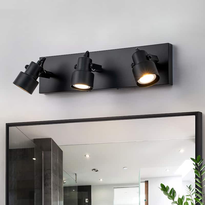 Modern 3-Light Rotatable Vanity Light Bathroom Wall Sconce - Black