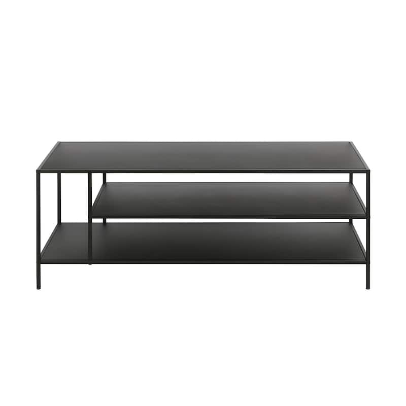 46-Inch Steel Coffee Table with Two Shelves for Living Room Storage - 46” x 20” x 17”