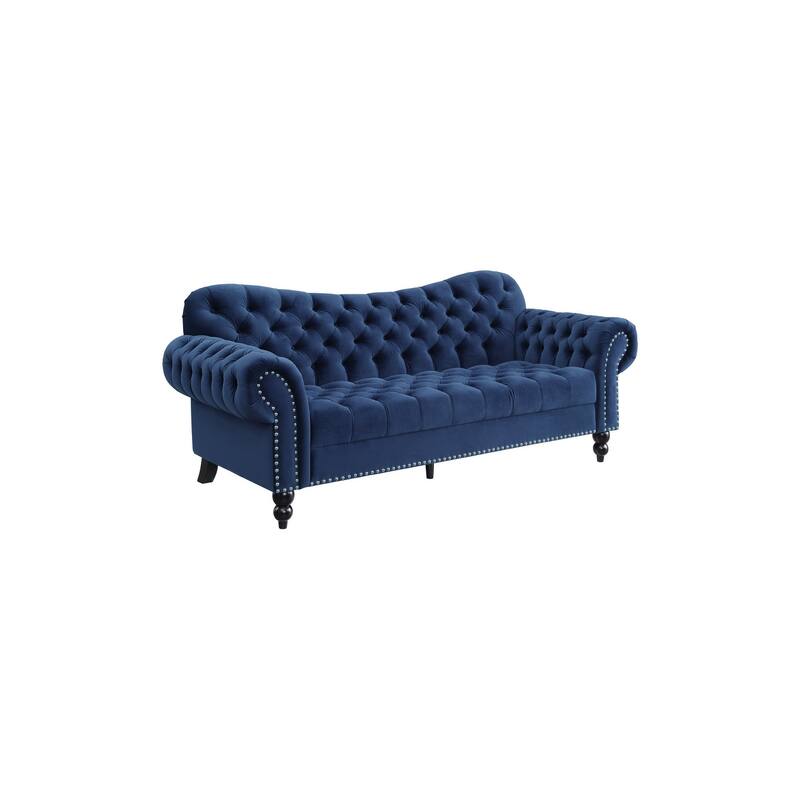 Emilio Blue Velvet Tufted Living Room Set