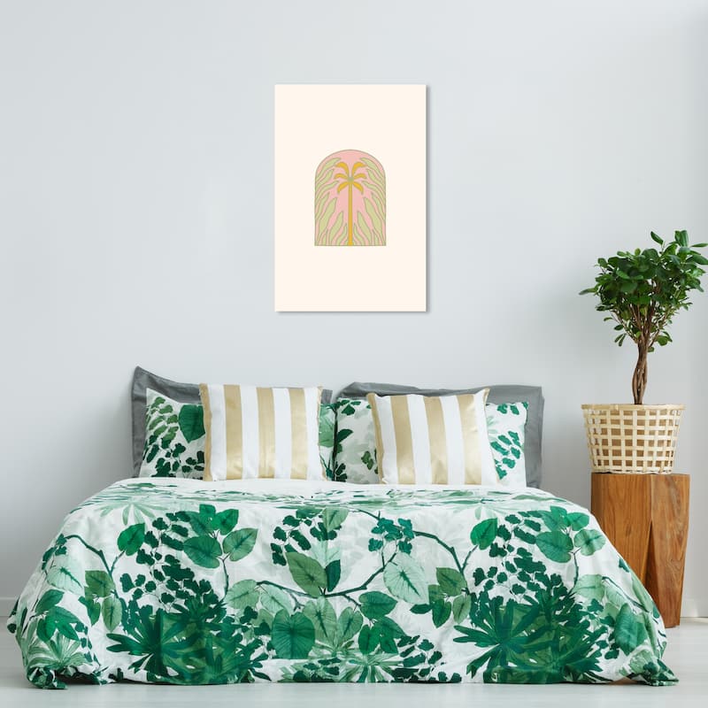 Wynwood Studio Canvas Floral and Botanical Palms Paradise Pink and Light Pink Modern & Contemporary Wall Art Canvas Print