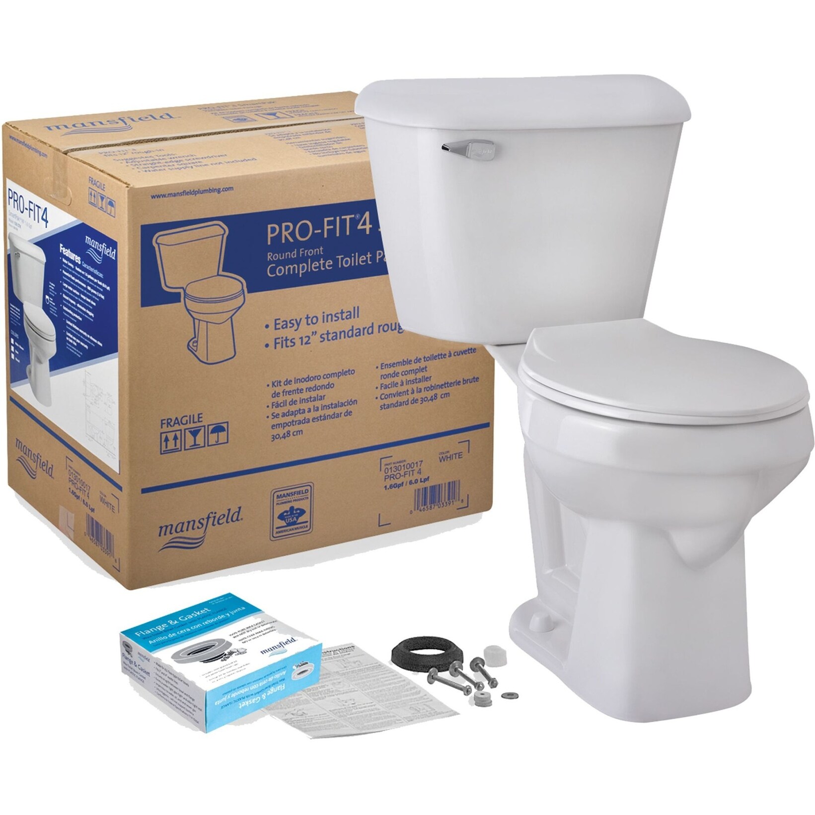 Shop Mansfield 117ctk Pro Fit 1 6 Gpf Two Piece Round Comfort Height Toilet White Overstock 25645644