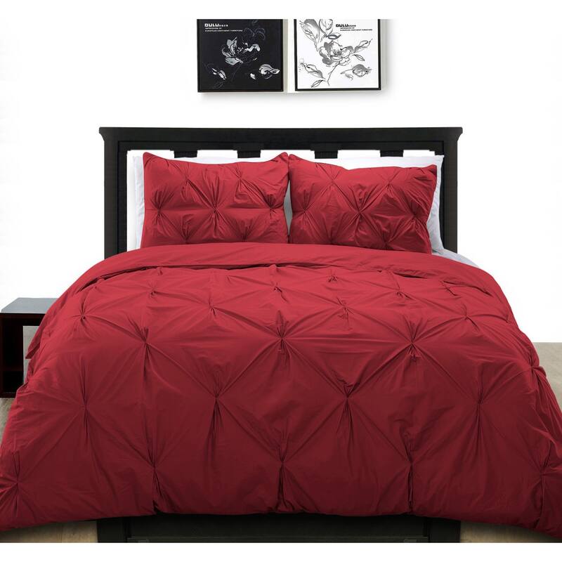 Cottonpure 100-percent Cotton Pintuck Duvet Cover Mini Set - Scarlet - Twin