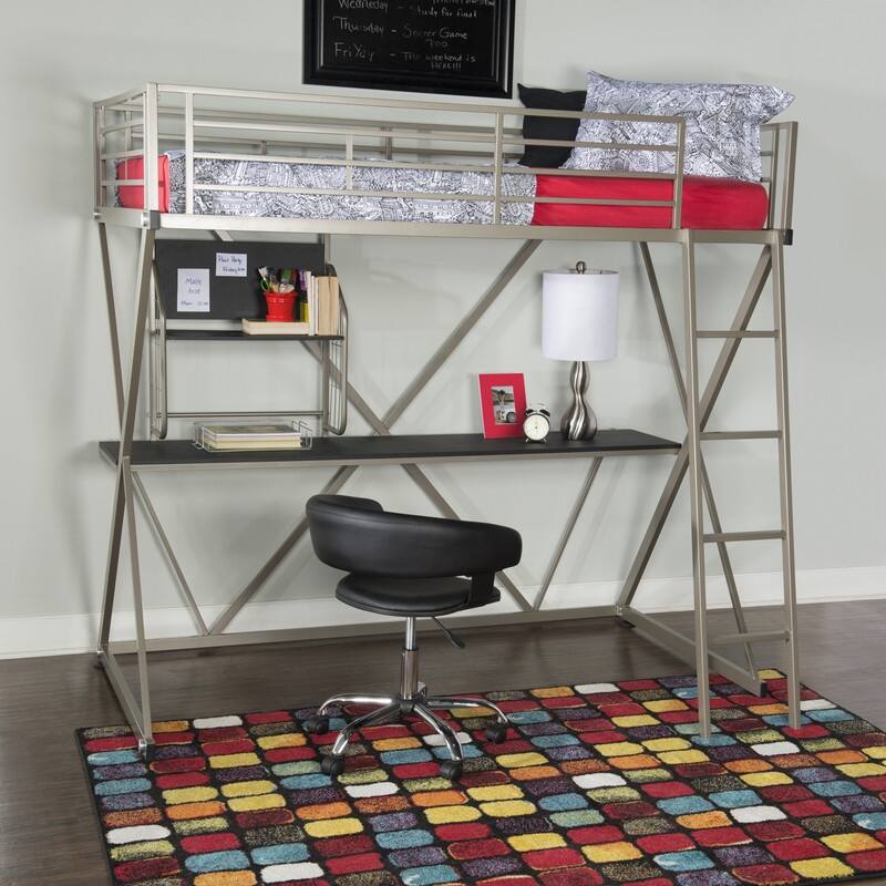 Linon Carlisle Pewter Twin Z Student Loft bed