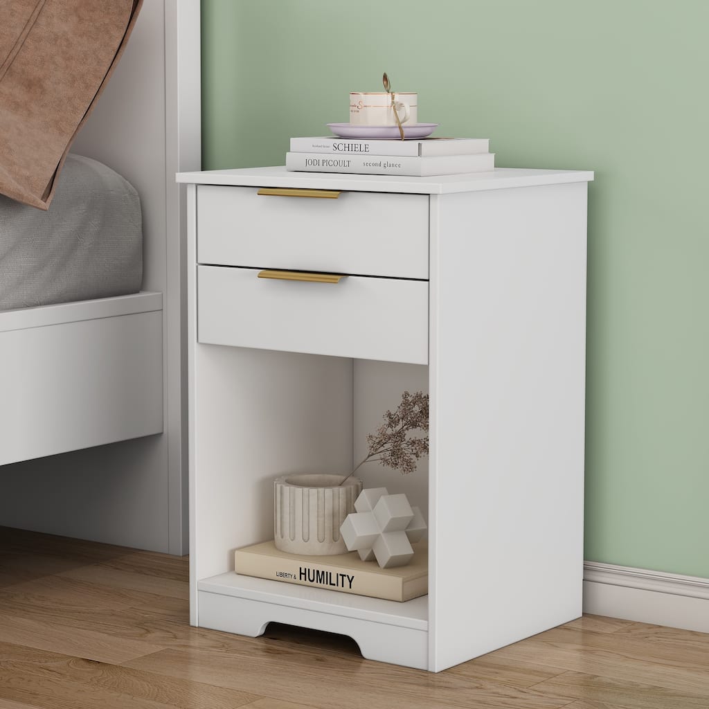 Side Table Nightstand End Table with Open Shelf, Coffee Table File Cabinet Accent Cabinet with Drawers