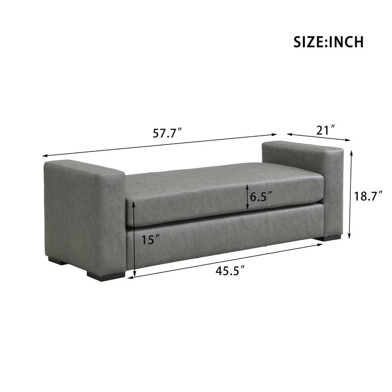 Stylish and Durable Grey Faux Leather Ottoman