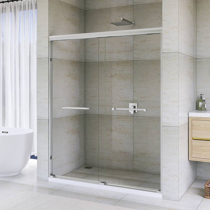 Double Sliding Framed Shower Door in Matte Black Finish