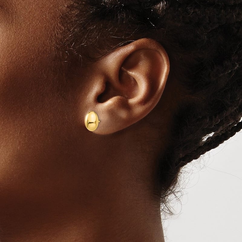 Curata 14k Yellow Gold 10mm Polished Oval Button Post Earrings