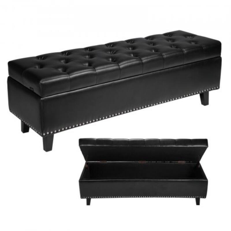 Modern PU Leather Storage Ottoman Bench with Spacious Hidden Storage and Comfortable Cushion - 51.37”L x 16.33”W x 17.33”H