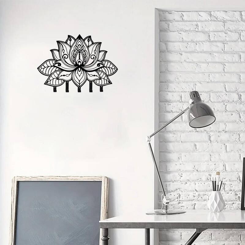 Wall-Mounted Metal Key Rack Flower Design For Home And Office - 12-24 Inch