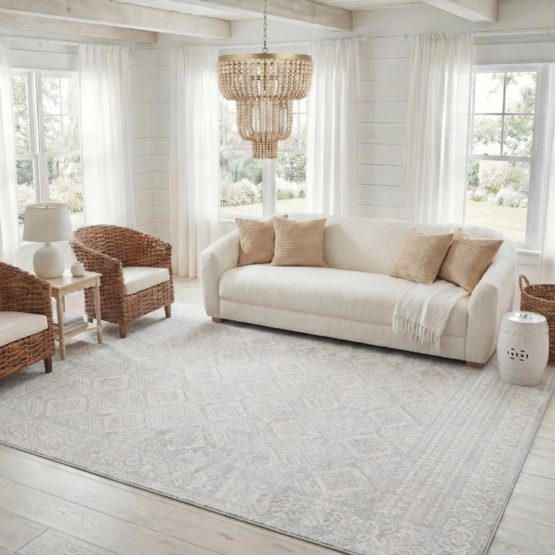 SAFAVIEH Tulum Phebe Rustic Moroccan Boho Rug - 4' x 6' - Light Grey/Ivory
