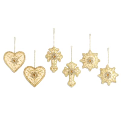 Novica Handmade The Spirit Of Christmas Beaded Ornaments (Set Of 6)