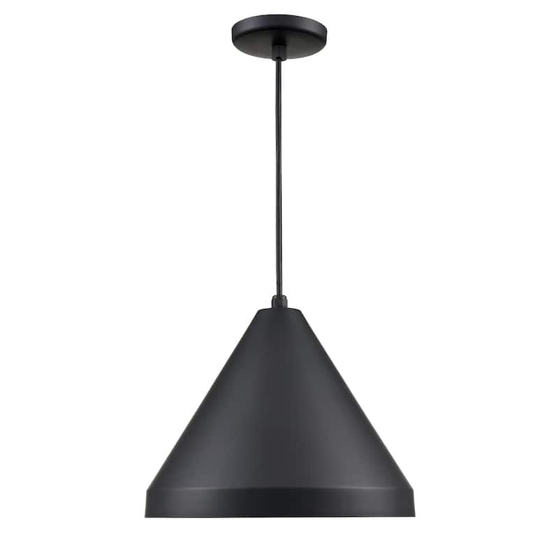 R Series 1-Light Cord Wide Cone Satin Black - 17 - Satin Black (Hung)