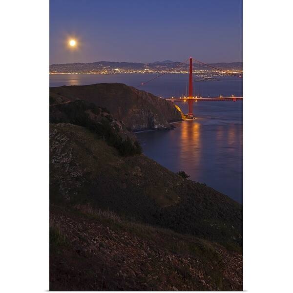 Shop Full Moon Over Golden Gate Bridge Poster Print Free Shipping On Orders Over 45 Overstock 16446997