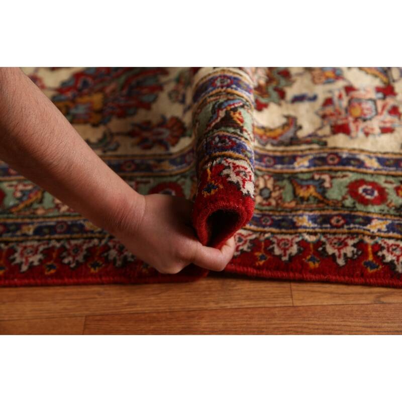 Hand Knotted Oriental 100% Wool Carpet Traditional All-Over Red Tabriz Area Rug - 16' 7'' X 10' 11''