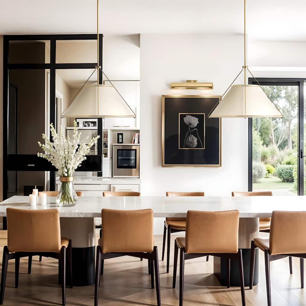 Lumina Modern Pendant Light - Metal, Fabric & Gold, Ivory White Cone Light Fixture For Modern, Coastal, Minimalist Room Decor