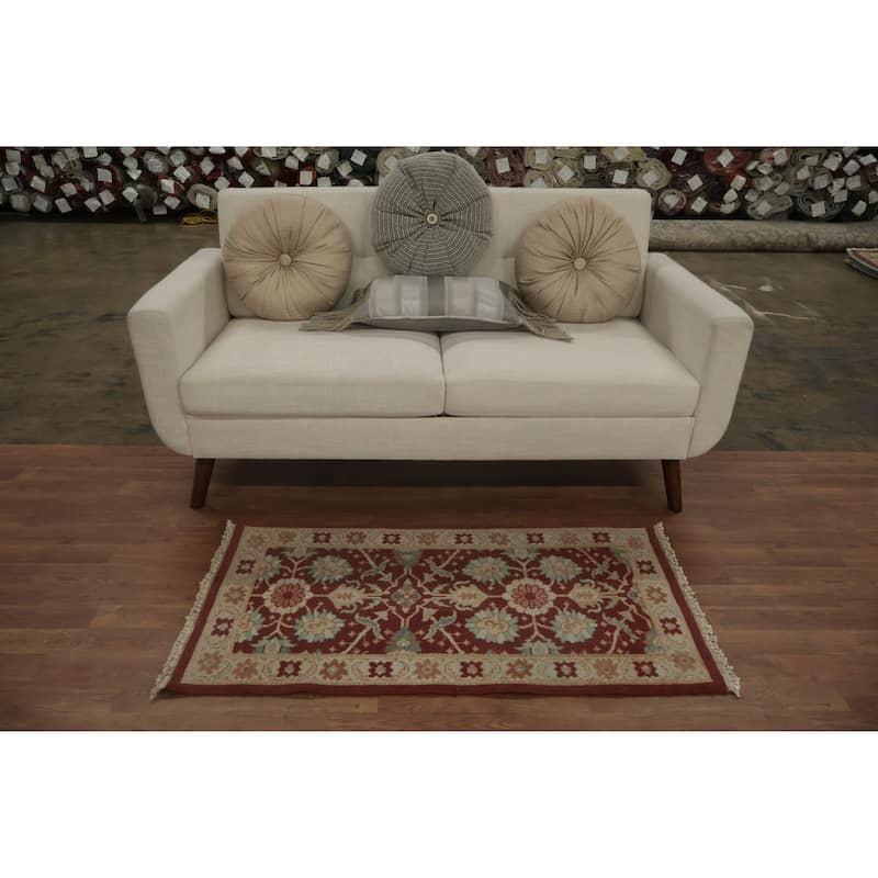 Hand Knotted Oriental 100% Wool Carpet Traditional All-Over Brown Ziegler Area Rug - 3' 11'' X 2' 1''