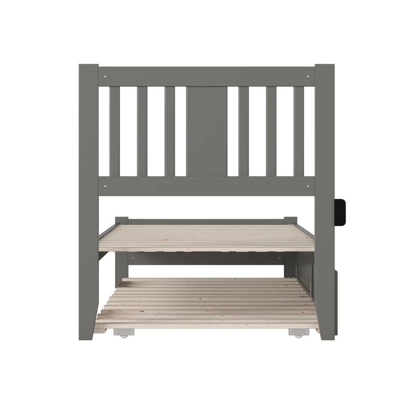 Tahoe Twin XL Bed with Footboard and Twin XL Trundle in Grey