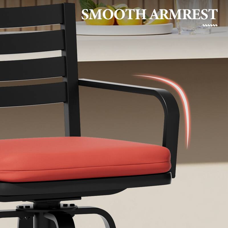 Outdoor Indoor Patio Aluminum Swivel Bar Stools Set with Sunbrella Cushions