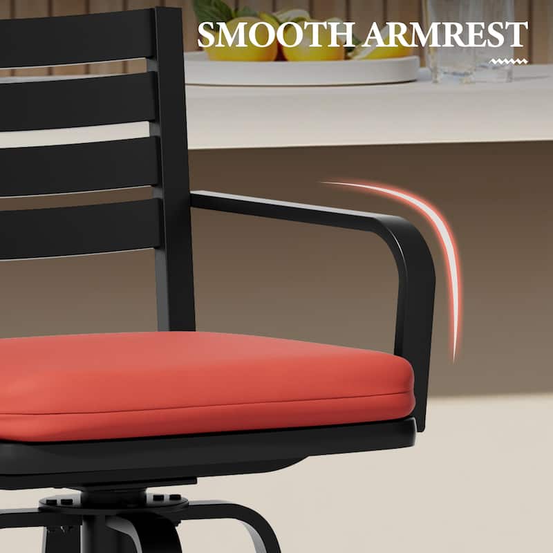 Outdoor Patio Aluminum Swivel Bar Stools Set with Sunbrella Cushion - 18.5 in L x 18.5 in W x 45.7 in H