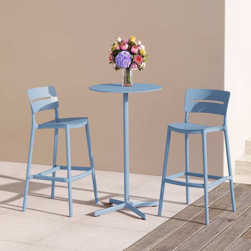 Frond and Form 29.5 Inch Outdoor Bar Stool (Set of 2)