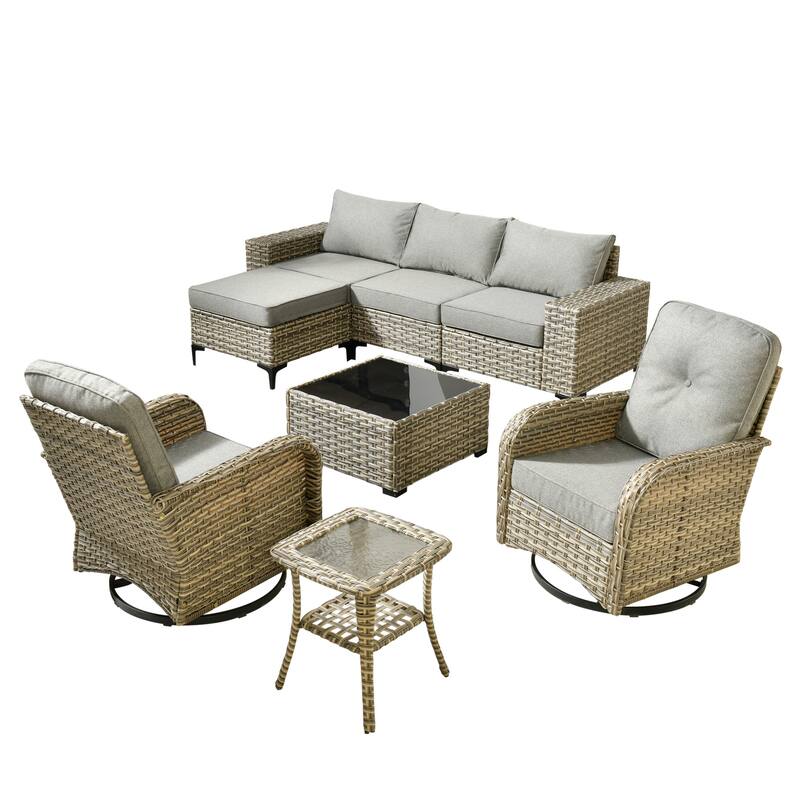 OVIOS 8-Piece Outdoor Chaise Lounge Sofa Set​