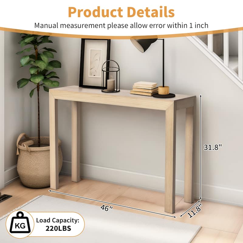 Pinewood Entryway Table Console with Sturdy Surface 220 lbs - 46.1 x 11.8 x 31.9 in