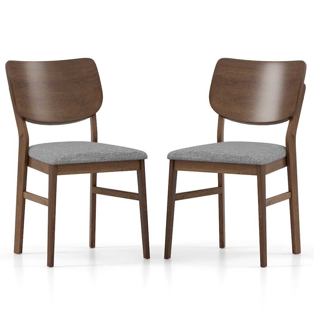 Gymax Dining Chairs Set of 2 w/ Rubber Wood Frame Padded Seat Curved