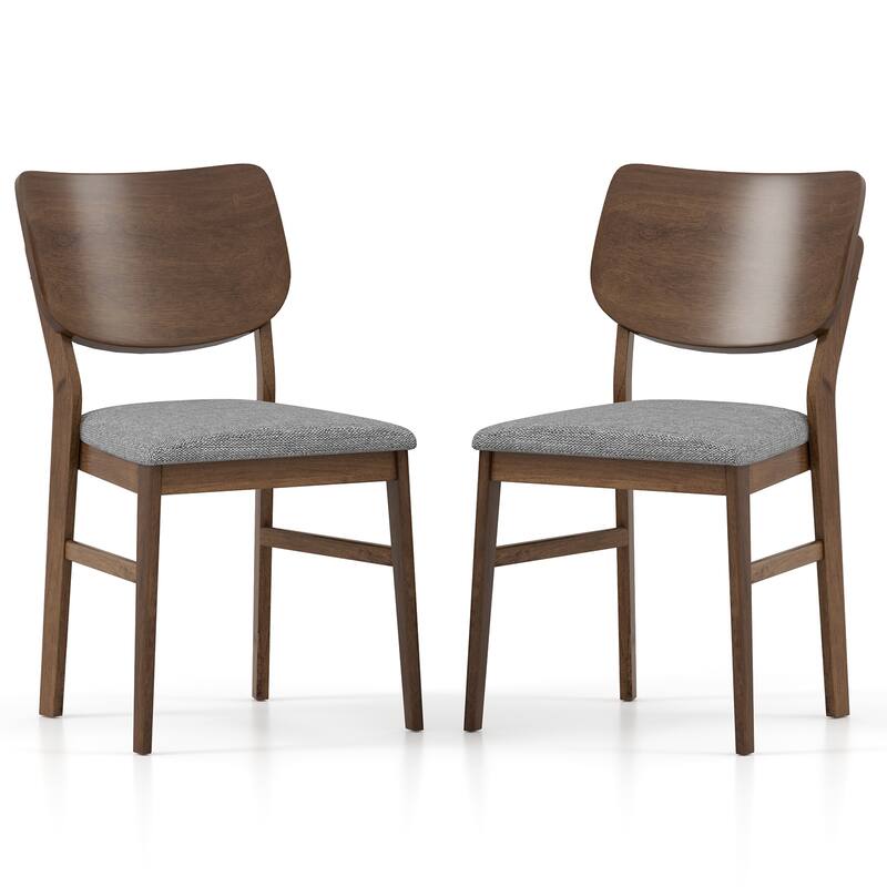 Gymax Dining Chairs Set of 4 w/ Rubber Wood Frame Padded Seat Curved