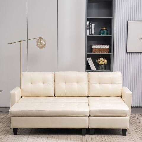 L-shaped , Solid Wood Soft Bag Nordic Style Sectional Sofa