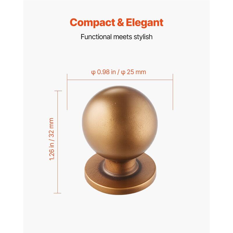Antique Brass Round Cabinet Knobs 12 Pack Zinc Alloy Single Hole Drawer Pulls with Screws - 0.98 x 1.26 in